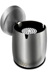 【特価セール】屋外 卓上 ふた付き 中サイズ 大容量 灰皿 ステンレス はいざら Smodify (中 シルバー)