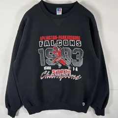 古着 90's/90年代 ラッセル Russell USA製 スウェット トレーナー 両面プリント 大きいサイズ プルオーバー  クルーネック Vガゼット XL  ブラック メンズ