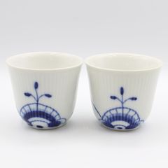 606)【美品】ロイヤルコペンハーゲン ブルーフルーテッド メガ スタイルカップ 2客 ペア ROYAL COPENHAGEN