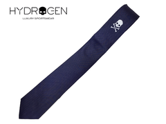 100%本物保証 PerLe iペルレイ ハイドロゲン ネクタイ HYDROGEN 133402 BLUE NAVY POIS TIE ネイビーブルー系地 シルバー系 クロスボーンスカル 刺繍入り ピンドット柄 ナロー ネクタイ