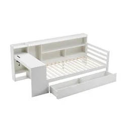 システムベッド シングル ロフトベッド 大人用 頑丈 天然木パイン材 階段付き 収納棚 引き出し デスク コンセント付き 北欧風 ホワイト 木製 一人暮らし 省スペース 子供部屋 学習机 収納ベッド