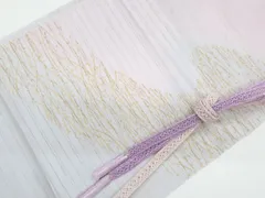 【一輝堂】リサイクル着物 和装小物 帯締め帯揚げセット 夏物 夏 平組 金彩 ぼかし 蝶 帯締 帯揚 25w09-11978