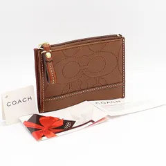 良品 コーチ コインケース/小銭入れ キーリング付 ブラウン KYM