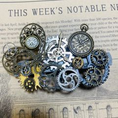 ☆1点物☆ スチームパンク バレッタ 歯車 ギア メタル パンク クラロリ