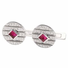Cartier カルティエ ルビー ダイヤモンド ラウンドシェイプ カフス K18 750 WG ホワイトゴールド【送料無料】【中古】21120301