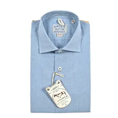 ORIAN オリアン / DENIM DIVISION SLIM FIT ドレスシャツ ホリゾンタルカラー 長袖 コットン100% ライトブルー 421101