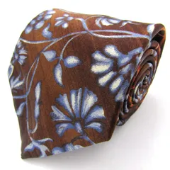 ランバン ブランド ネクタイ シルク ボタニカル柄 花柄 ワイドタイ PO メンズ ブラウン LANVIN