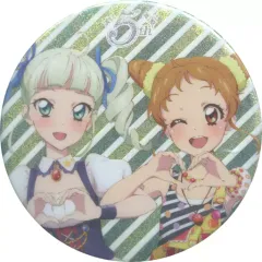 アイカツ　5thフェス　グリッター缶バッジ　藤堂ユリカ　有栖川おとめ 今有栖川おとめ＆藤堂ユリカ アクリルバッジスタンド