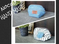 No.174 【DENIM✖️北欧 ポーチ】デニムリメイクポーチ コスメポーチ✨