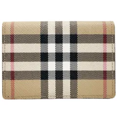 バーバリー 財布 ヴィンテージチェック 三つ折り財布 PVC レザー 革 ベージュ系 ブラック 黒 BURBERRY Wホック財布 両開き財布 コンパクト財布 ミニ財布 ミニウォレット ウォレット サイフ ブランド小物 【中古】
