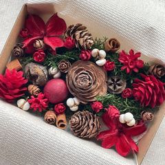 再販！ドライフラワー ドライ ナッツ 木の実 詰め合わせ セットˎˊ˗ クリスマス　クリスマスBOX  クリスマス　クリスマスレッド　レッド　　スギ　　No.87