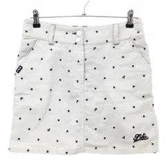 フィラゴルフ スカート オフホワイト×ネイビー 星柄 裾ロゴ 内側インナーパンツ  レディース L ゴルフウェア FILA GOLF