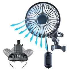 数量限定 Lwuckbarrt 車載扇風機 【夏新登場-自動首振り】車 扇風機 静音 クリップ 小型扇風機 3段階風量調整 首を左右に振る 前後と後部座席共通 USB 360°角度調節可能 LEDライト 強風 暑さ対策 洗える 省エネ 取付簡単（ブラック）