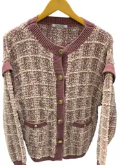 SNIDEL (スナイデル) ツイード ニット カーディガン  チェック柄 中国産 SWNT215080 F ピンク レディース/025