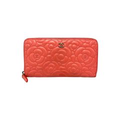 シャネル CHANEL 長財布 カメリア ラウンドジップウォレット ラムスキン ピンク系 レディース