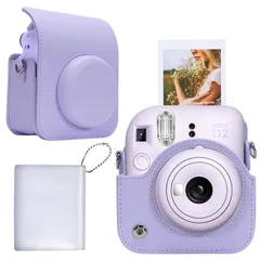 【人気商品】専用収納ケース】互換品 FUJIFILM チェキ instax mini 【Aenllosi 12 / 11 インスタントカメラ INS MINI 12 ショルダーストラップ付き ライラックパープル（ケースのみ）