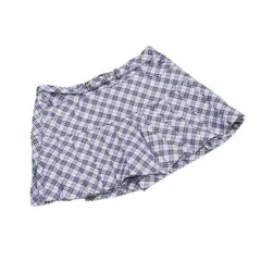 バーバリー ブルーレーベル キュロット フレアー ミニ ♯38サイズ チェック ホワイト×ネイビー系 綿100％（裏地）ポリエステル BURBERRY BLUE LABEL  C3090S 