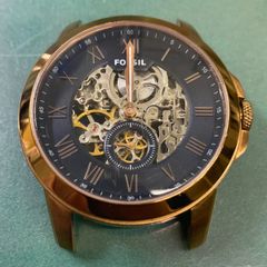 FOSSIL 自動巻き メンズ 腕時計 裏スケ 廃盤 青針 ローマ数字 文字盤白