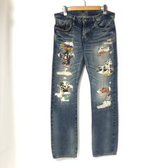 HYSTERIC GLAMOUR デニムパンツ アメコミ風ヒスガール ダメージジーンズ ジーパン Gパン XSサイズ ヒステリックグラマー ボトム  A13482◆