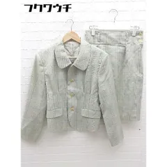 ◇ NICOLE CLUB ニコルクラブ グレンチェック 膝丈 スカートスーツ 上下 ライトグレー ベージュ系 レディース 【中古】 【1101260005381】