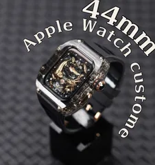 ブラック　アップルウォッチバンド ラバーベルト カバー　Apple Watch ケース  44mm スポーツ