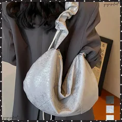 ギャザーバッグ レディース トートバッグ フリルハンドル ワンショルダーバッグ 大容量 ドロストボディバッグ 肩掛けかばん PUレザー軽量 シルバーバッグおしゃれ 手提げbag韓国風 斜めがけバッグ人気 大人合皮鞄通学通勤