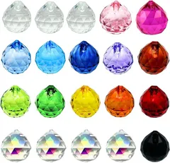 East Leaf サンキャッチャーパーツ クリスタルパーツ しずく型 プリズム カラフル 穴付(15色 20,  20mm)