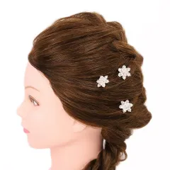 髪飾り 成人式 振袖 前撮り 袴 花 浴衣 夏祭り 花火大会 3点セット キラキラ シルバー 銀色 ラインストーン Uピン おしゃれ か No.9-4416