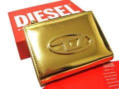 DIESEL 二つ折り財布 レザーミニ財布 BI-FOLD ZIP X09683 PS202 ゴールド ディーゼル