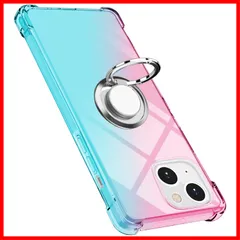 【人気商品】アイフォンiPhone 15 15 耐衝撃 用 ケース カバー ケース 指紋防止 グラデーション色 車載ホルダー対応 軽量シリコン 薄型 防塵 TPU 一体型 クリア 人気 リング 携帯カバー(ピンクグリーン) iPhone