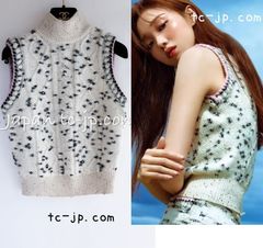 シャネル ベスト セーター CHANEL 21PF 2021 アイボリー カシミア ウール アルパカ ニット トップス 可愛すぎる美人見え 超美品 38