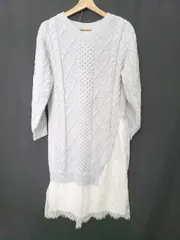 ◇ ⊇ MERCURYDUO マーキュリーデュオ レース切替 長袖 膝下丈 ワンピース サイズF ライトグレー系 レディース E  【1508060000262】