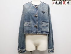 プラダ PRADA デニム ブルゾンジャケット GFB297 スカイブルー サイズ40 美品 ブリーチ ジャケット Gジャン