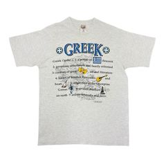 Mサイズ 90s USA製 GREEK ギリシャ メッセージ 地図 Tシャツ ギリシャの良い所 ツーフェイス ソクラテス 古着 シングルステッチ グレー