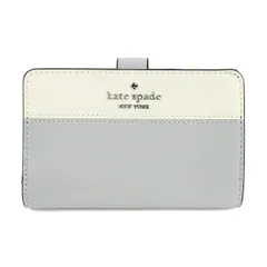 新品 ケイトスペード kate spade 2つ折り財布 カラーブロック ミディアム コンパクト バイフォールド ウォレット プラチナグレーマルチ