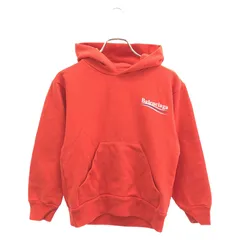 【クリーニング済み】BALENCIAGA パーカー 赤 国内発送☆BALENCIAGA】ジップアップ HOODIE 総柄ロゴ