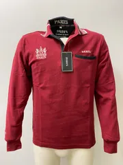 ★新品未使用　PARIS「新･デザインポロシャツ」長袖　ボルドー　S～Ｍサイズ　ワンポイント メンズ　ゴルフのサムネイル