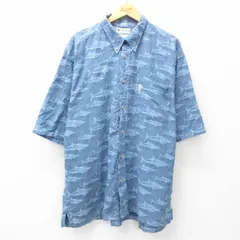 XL/古着 コロンビア 半袖 シャツ メンズ 00s サメ 大きいサイズ ロング丈 コットン ボタンダウン 紺他 ネイビー 25mar31 中古 トップス