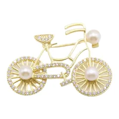 人気商品ANGEL パールブローチ 、自転車の、帽子の針、タオルケット、ピン、パール、天然淡水真珠、18kメッキ、3Aジルコン石、優雅、可愛い、ファッション、流行、洗練、卒業式、入学式、結婚式、パーティー、プレゼント、メンズ、レディース、ゴールド、ブローチ F