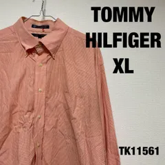 TOMMY HILFIGER シャツ 長袖 XL オレンジ チェック柄 大きいサイズ トミーヒルフィガー RN15481 古着 TK11561