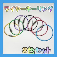 8色セット ワイヤーキーリング 8本 ねじ式 キーホルダー