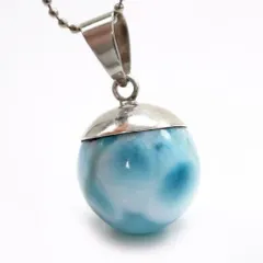 （J05-1）天然石 silver925ラリマー玉ペンダントトップ約17mm