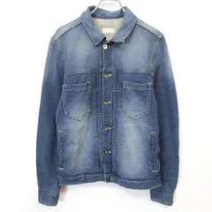 古着 nano・universe ナノユニバース S レディース ソフトデニム トラッカージャケット カフスにストライプ柄裏地 USED加工 長袖 綿100% コットン100% ブルー 青