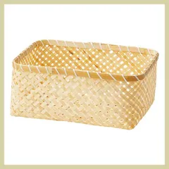 『竹』四角タイプバスケット「36×26×16cm」　※アジアン雑貨,リーズナブル,和室,かご,ケース,ボックス,収納,竹製,激安,業務用,店舗,トレー,トレイ,まとめ買い,セット割引,ナチュラル,天然素材