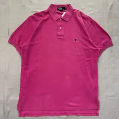 POLO GOLF Ralph Lauren ポロゴルフ ラルフローレン ボーダー柄 ポロシャツ 半袖 白×紺×ピンク Lサイズ No.E533