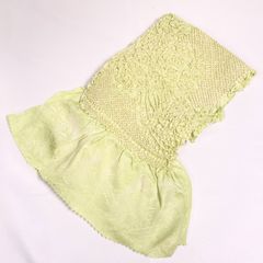帯揚げ　黄緑　柄絞り　中抜き絞り
