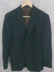 ◇ Mr.Junko ミスタージュンコ ストライプ シングル 2B ネーム刺繍有 長袖 テーラード ジャケット 94-80-180 YA7 ネイビー メンズ  【中古】 【1002799446402】