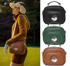 MALBON GOLF マルボンゴルフ ボールポーチ カートバッグ 小さめ ハンドバッグ 防水 耐摩耗性 美品 グリーン ブラック ブラウン