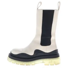 BOTTEGA VENETA (ボッテガヴェネタ) タイヤ アンクル チェルシーショートブーツ サイドゴア チャンキーソール アイボリー/ブラック