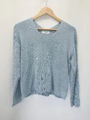 ◇ ⊇ OPAQUE.CLIP オペーク ドット クリップ Vネック シンプル ニット セーター サイズＭ ライトブルー レディース E  【1411130017933】